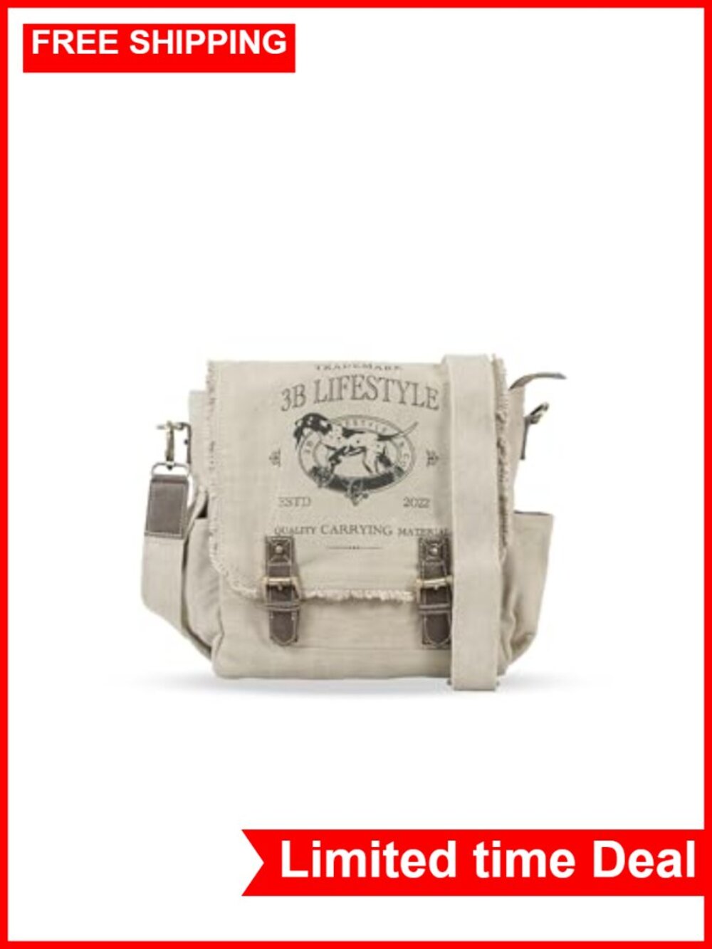 Vintage Canvas Messenger Bag Leather Crossbody Satchel for Work Travel